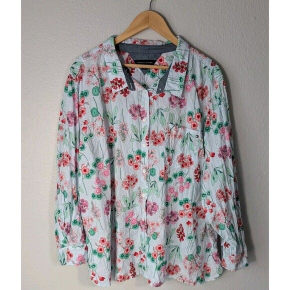 Tommy Hilfiger Floral Button Up 3XL Long Sleeve - Picture 2 of 9